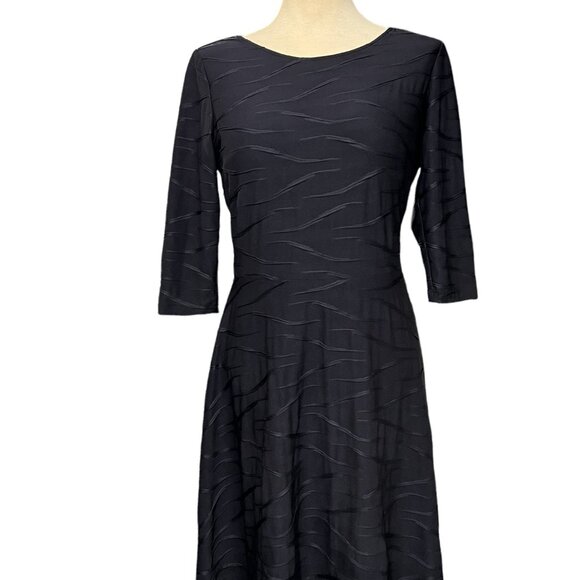 Joseph Ribkoff Dress Womens Black Textured Stretchy Bodycon A Line Midi size 6 - Picture 6 of 10